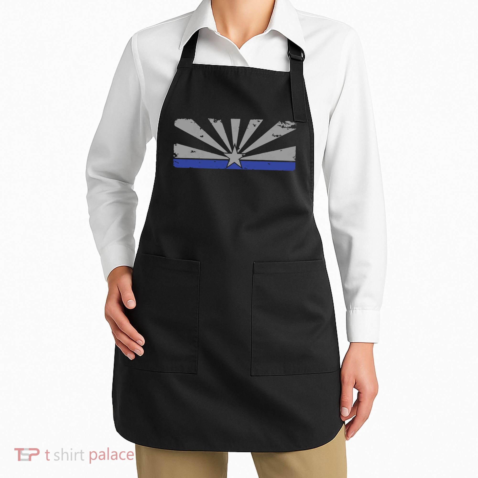 Az Blue Line American Retro Arizona State Flag Distressed Apron