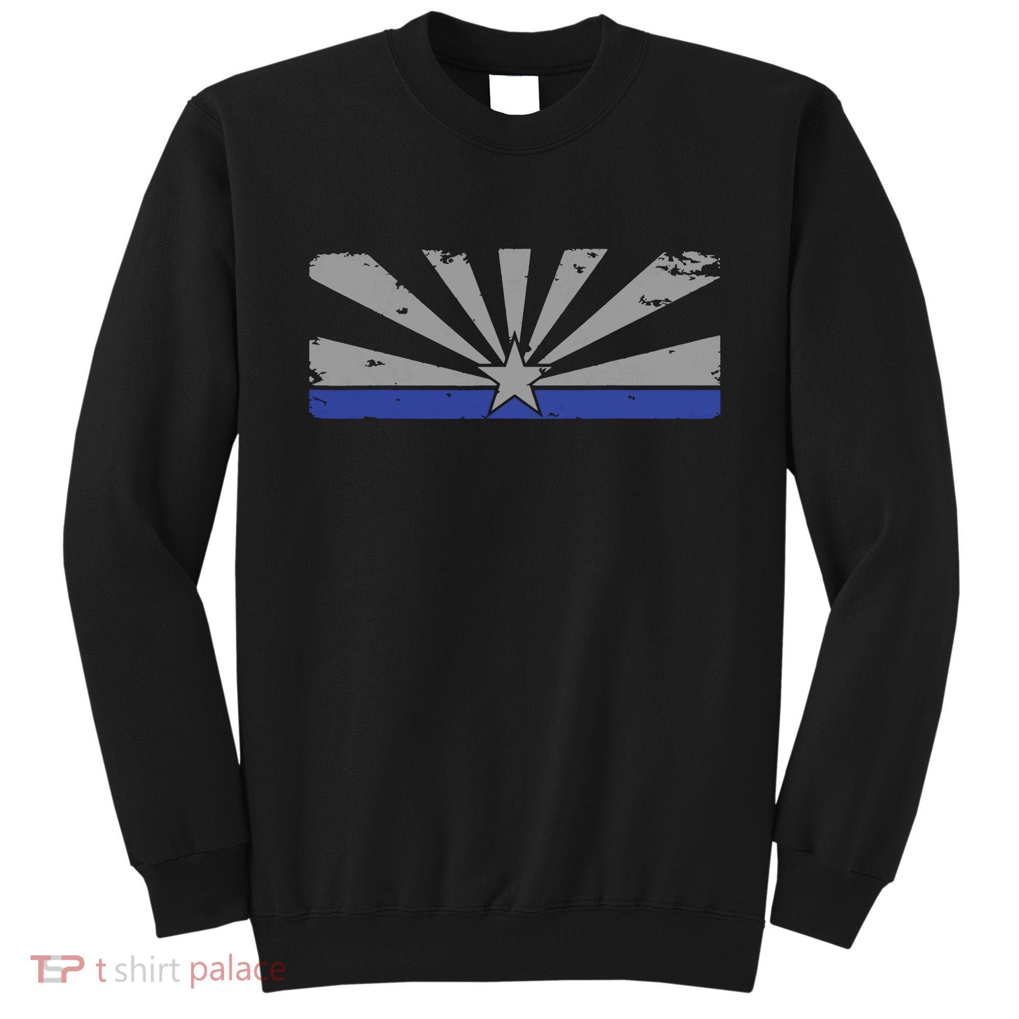 Az Blue Line American Retro Arizona State Flag Distressed Sweatshirt