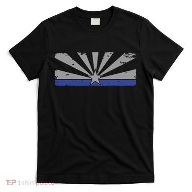 Az Blue Line American Retro Arizona State Flag Distressed T-Shirt