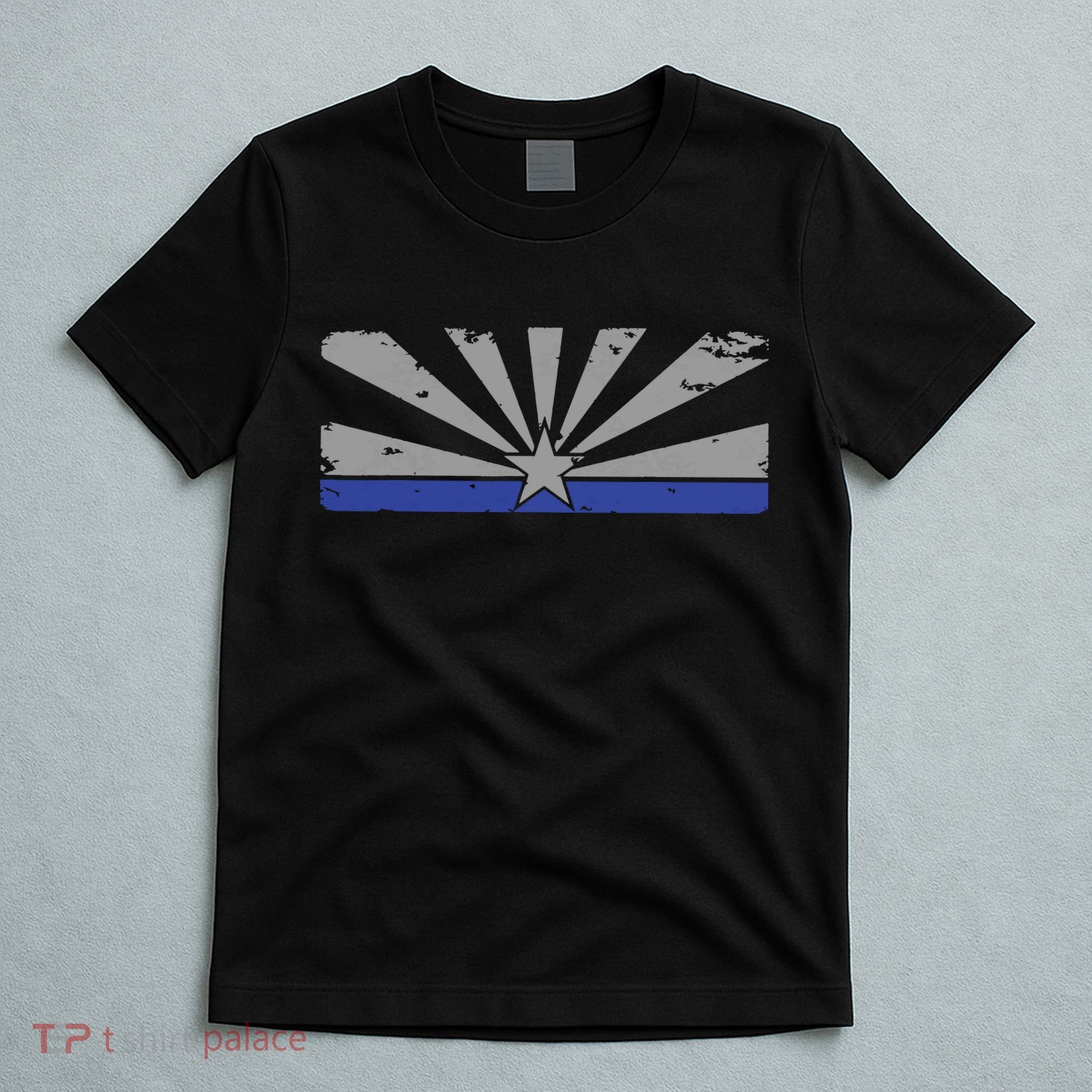 Az Blue Line American Retro Arizona State Flag Distressed T-Shirt