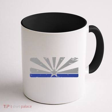 Az Blue Line American Retro Arizona State Flag Distressed Coffee Mug back