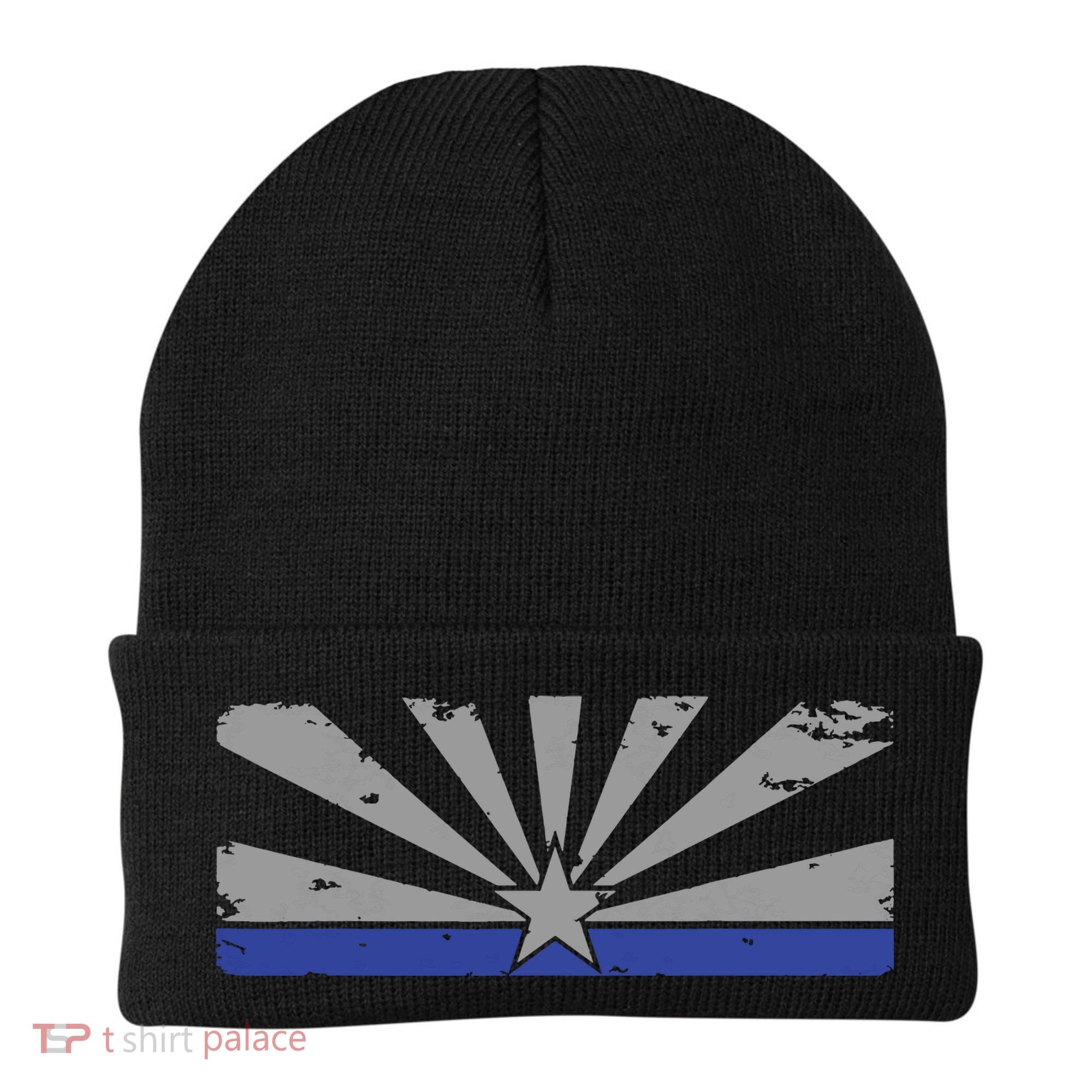 Az Blue Line American Retro Arizona State Flag Distressed Beanie