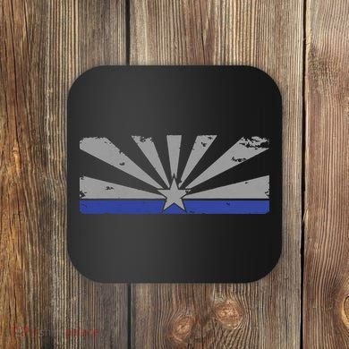 Az Blue Line American Retro Arizona State Flag Distressed Coaster