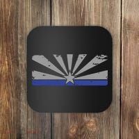 Az Blue Line American Retro Arizona State Flag Distressed Coaster thumb 0