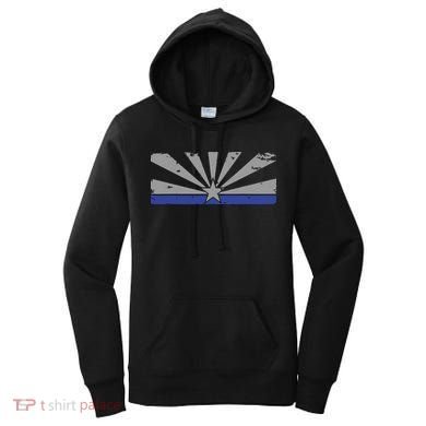 Az Blue Line American Retro Arizona State Flag Distressed Women's Hoodie