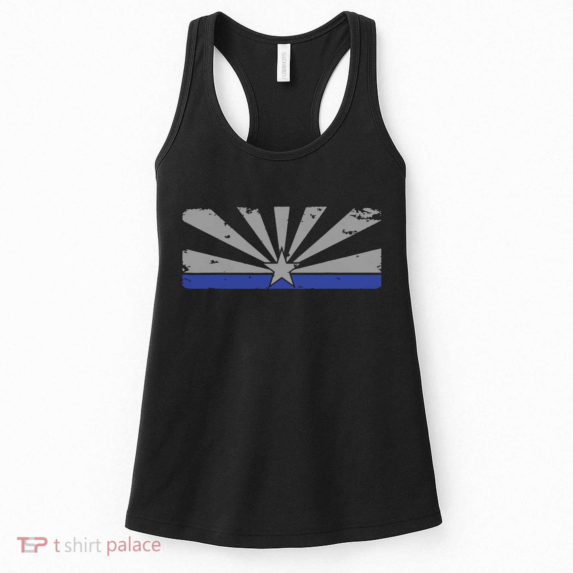 Az Blue Line American Retro Arizona State Flag Distressed Women's Tank Top