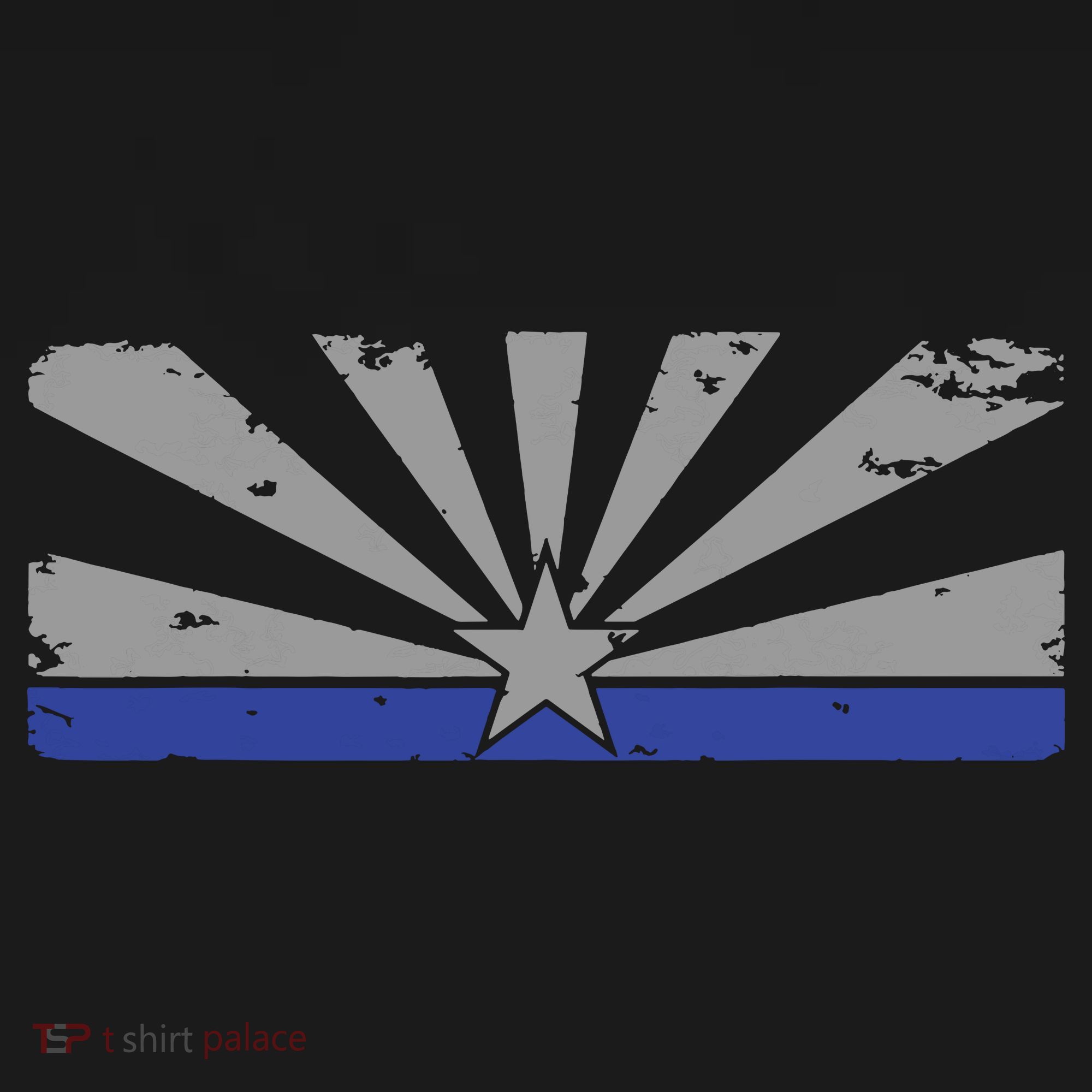 Az Blue Line American Retro Arizona State Flag Distressed Women's T-Shirt