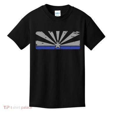 Az Blue Line American Retro Arizona State Flag Distressed Kids T-Shirt