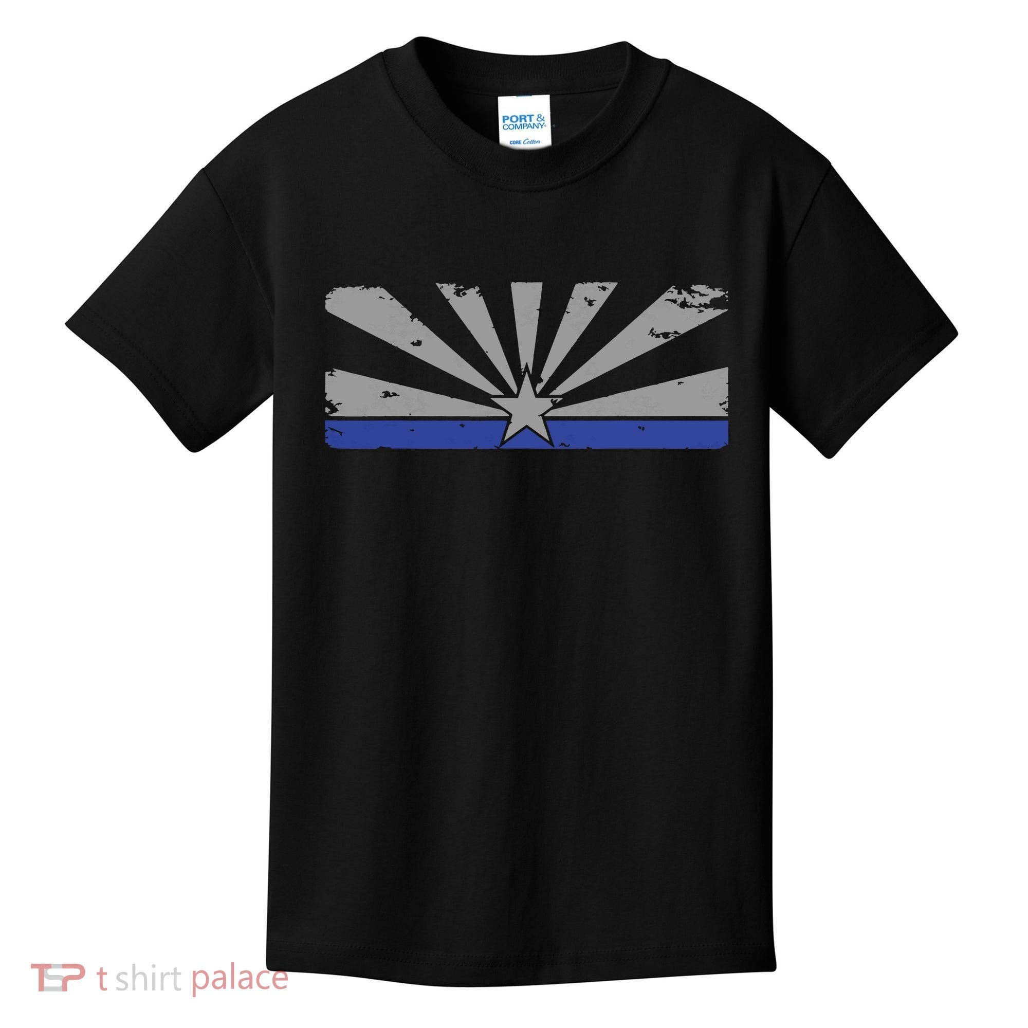 Az Blue Line American Retro Arizona State Flag Distressed Kids T-Shirt