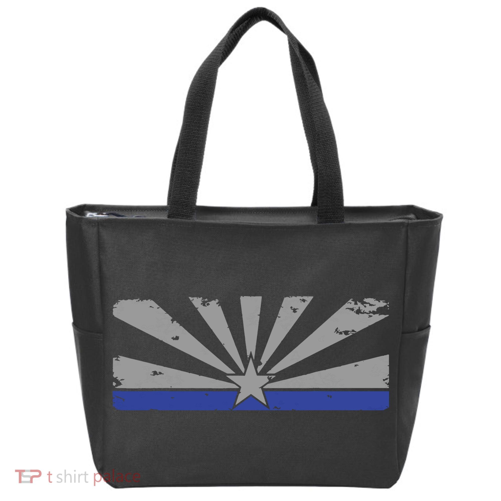 Az Blue Line American Retro Arizona State Flag Distressed Tote Bag