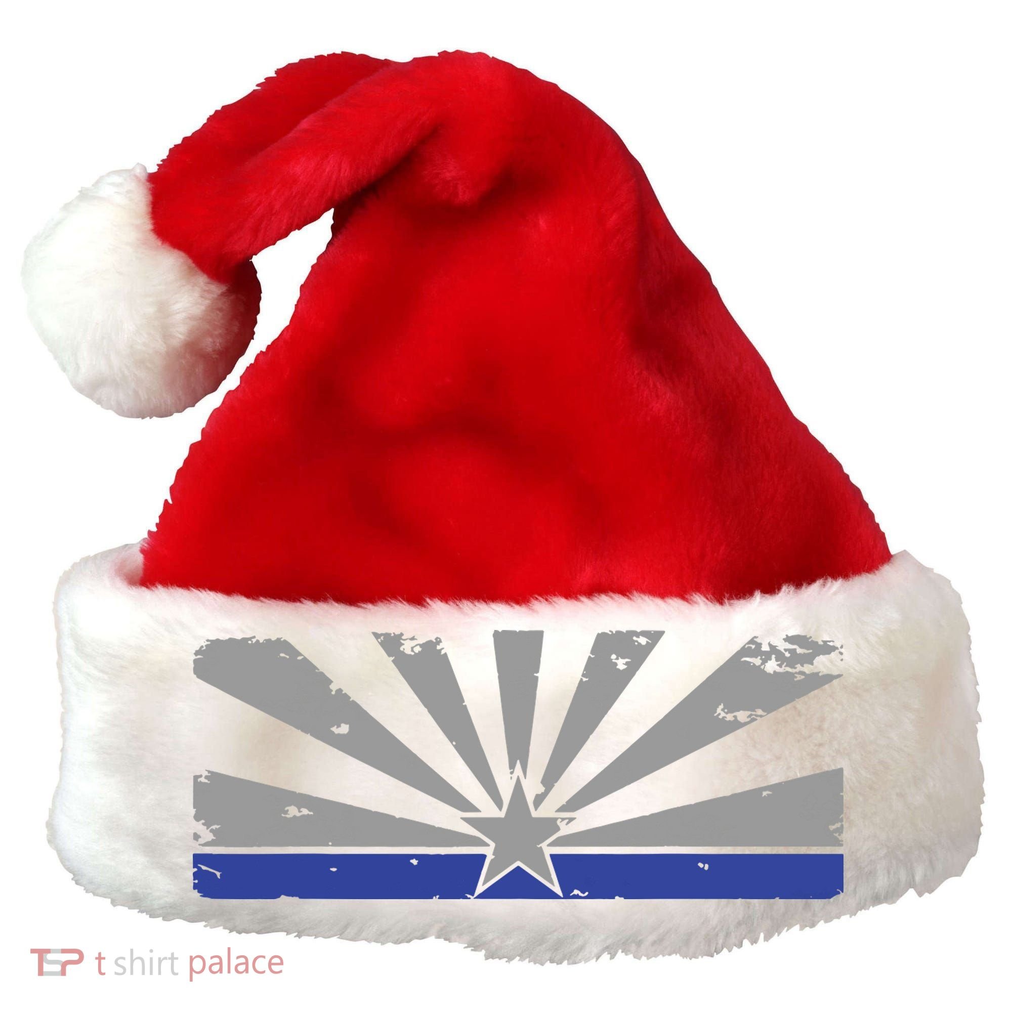 Az Blue Line American Retro Arizona State Flag Distressed Santa Hat