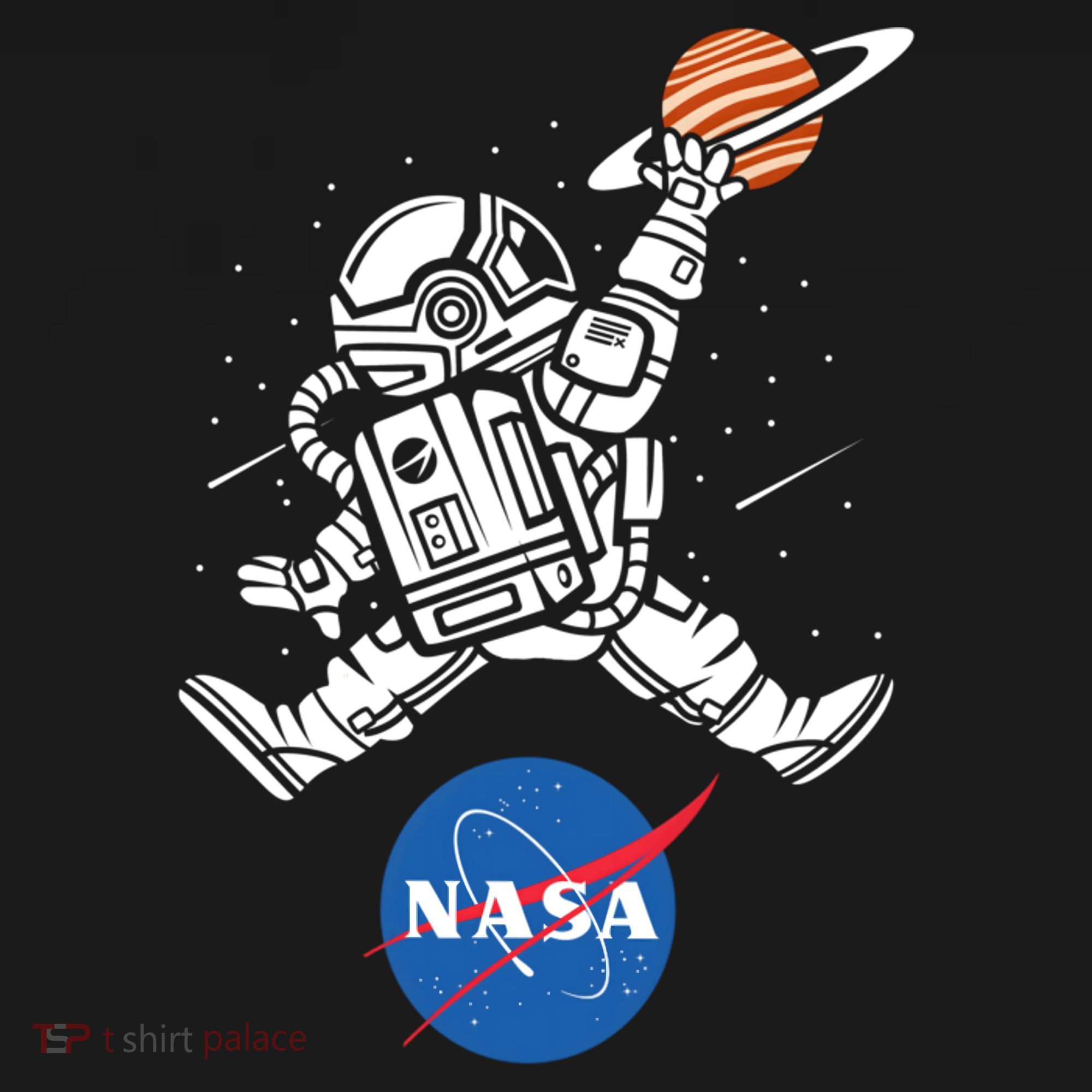 Astronaut Basketball League Slam Dunk NASA T-Shirt