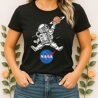 Astronaut Basketball League Slam Dunk NASA Women's T-Shirt thumb 2