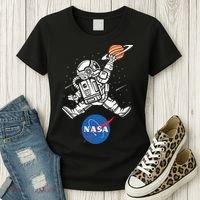 Astronaut Basketball League Slam Dunk NASA Women's T-Shirt thumb 3
