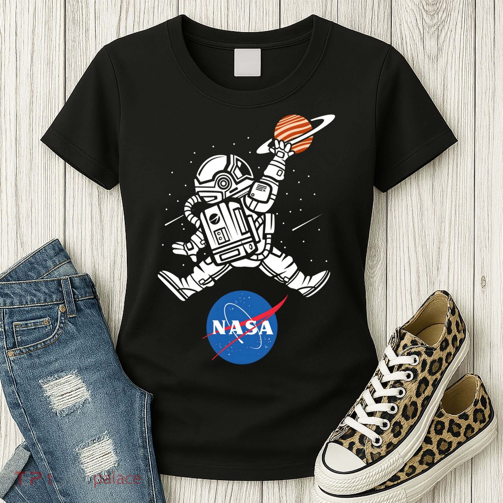 Astronaut Basketball League Slam Dunk NASA Women's T-Shirt