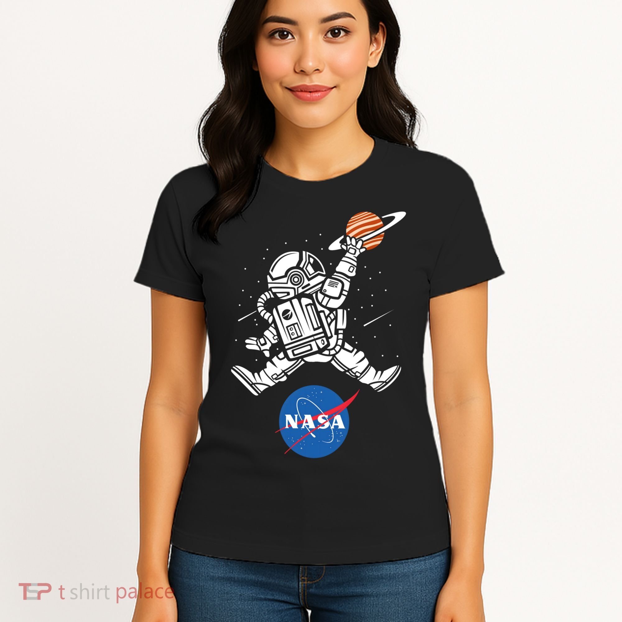 Astronaut Basketball League Slam Dunk NASA Women's T-Shirt