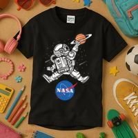 Astronaut Basketball League Slam Dunk NASA Kids T-Shirt thumb 3