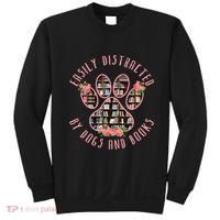 Animal Book Lover Gift Funny Easily Distracted By Dogs And Books Sweatshirt thumb 0