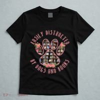 Animal Book Lover Gift Funny Easily Distracted By Dogs And Books T-Shirt thumb 5