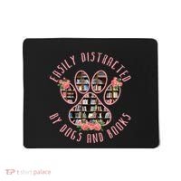 Animal Book Lover Gift Funny Easily Distracted By Dogs And Books Mousepad thumb 0