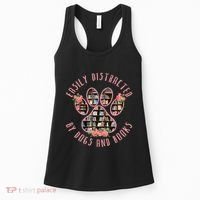 Animal Book Lover Gift Funny Easily Distracted By Dogs And Books Women's Tank Top thumb 0