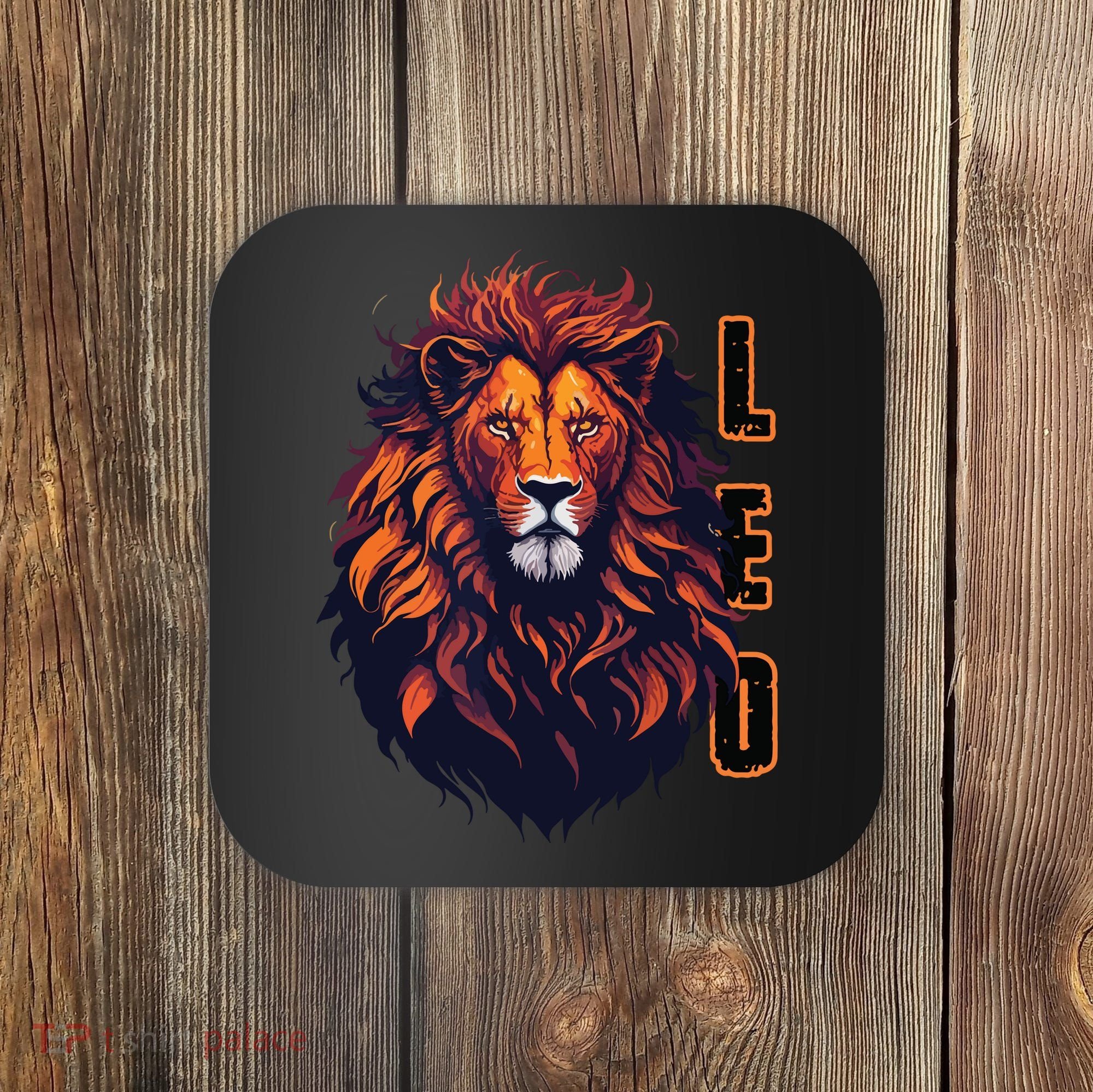 August Birthday Leo Lion Pride Graphic Zodiac Coaster