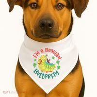 A Bug Life I'm A Beautiful Butterfly Funny Cute Gift Trending USA-Made Doggie Bandana thumb 1