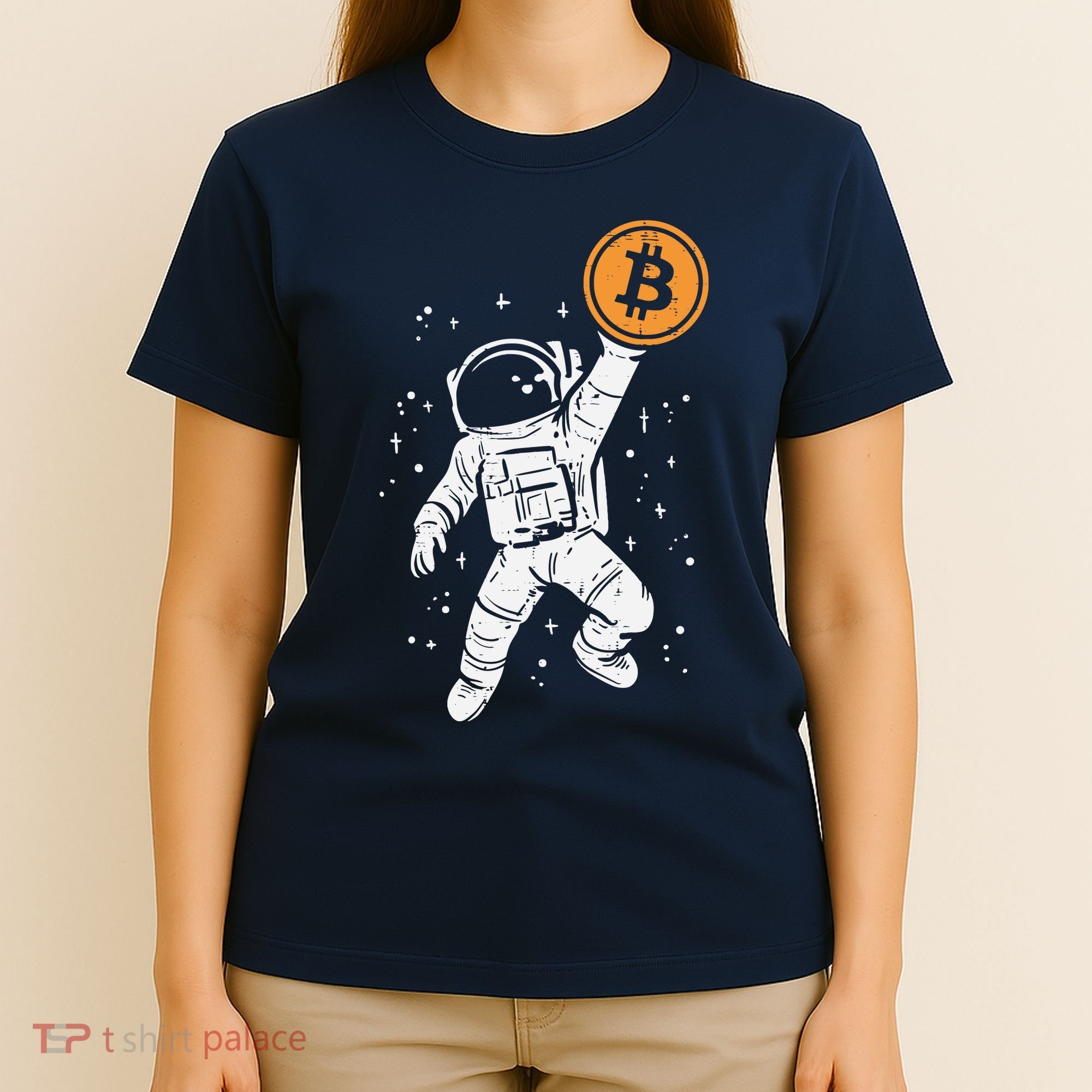 Astronaut Bitcoin Moon Funny Crypto Cryptocurrency T-Shirt