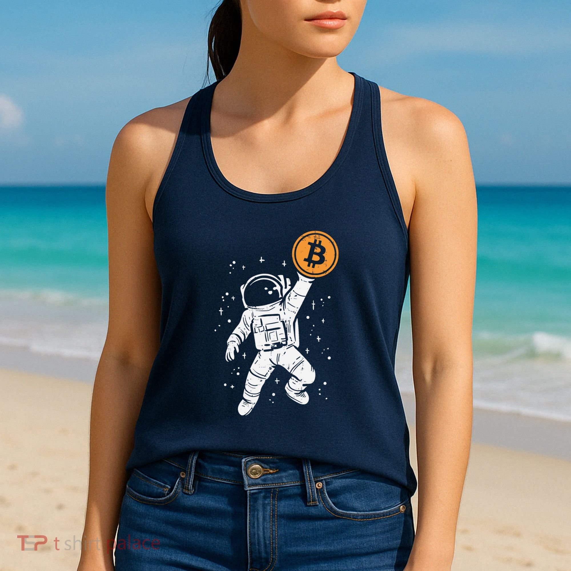 Astronaut Bitcoin Moon Funny Crypto Cryptocurrency Women's Tank Top