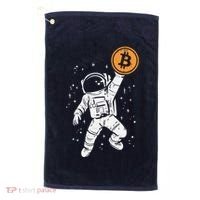 Astronaut Bitcoin Moon Funny Crypto Cryptocurrency Golf Towel thumb 0