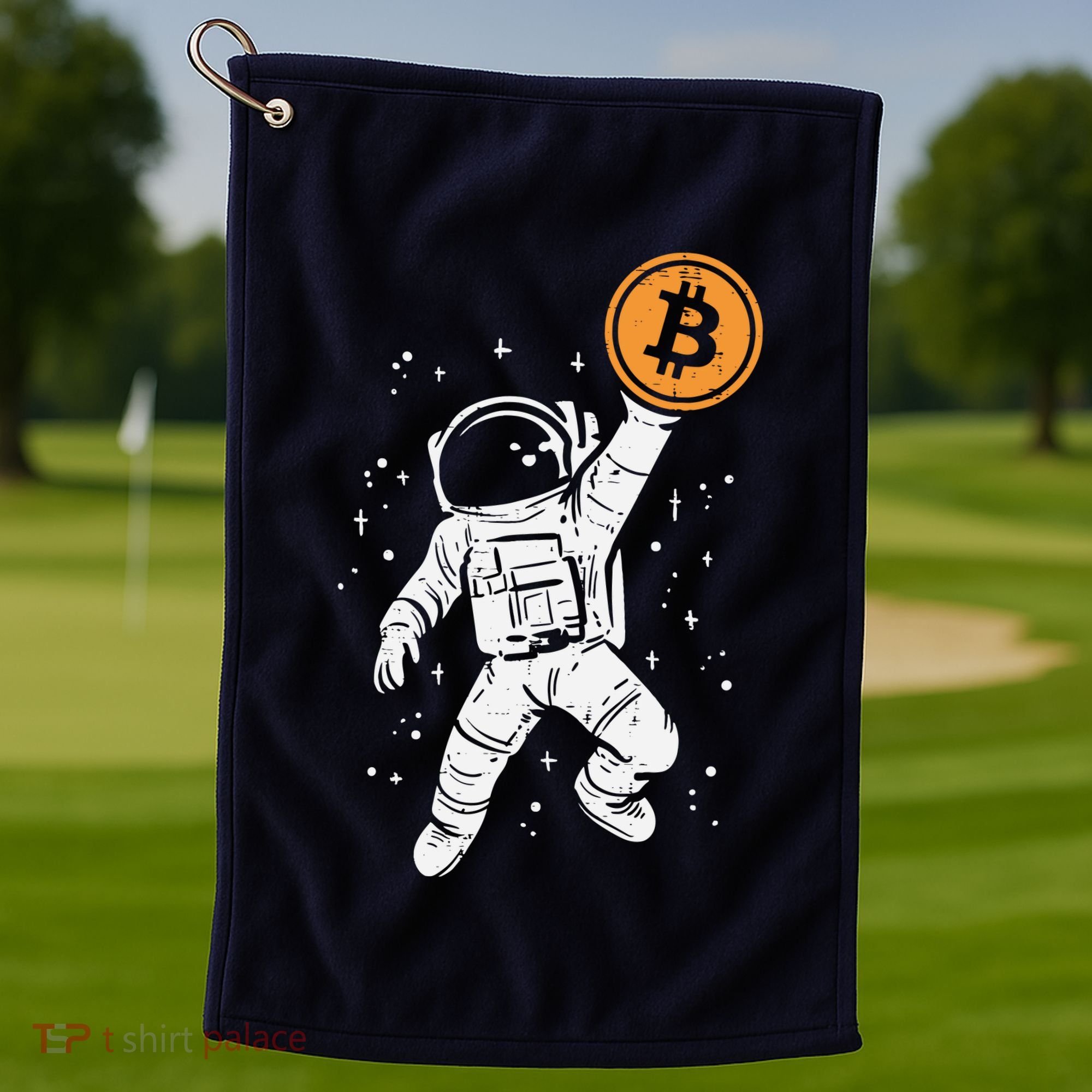 Astronaut Bitcoin Moon Funny Crypto Cryptocurrency Golf Towel