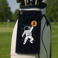Astronaut Bitcoin Moon Funny Crypto Cryptocurrency Golf Towel thumb 2