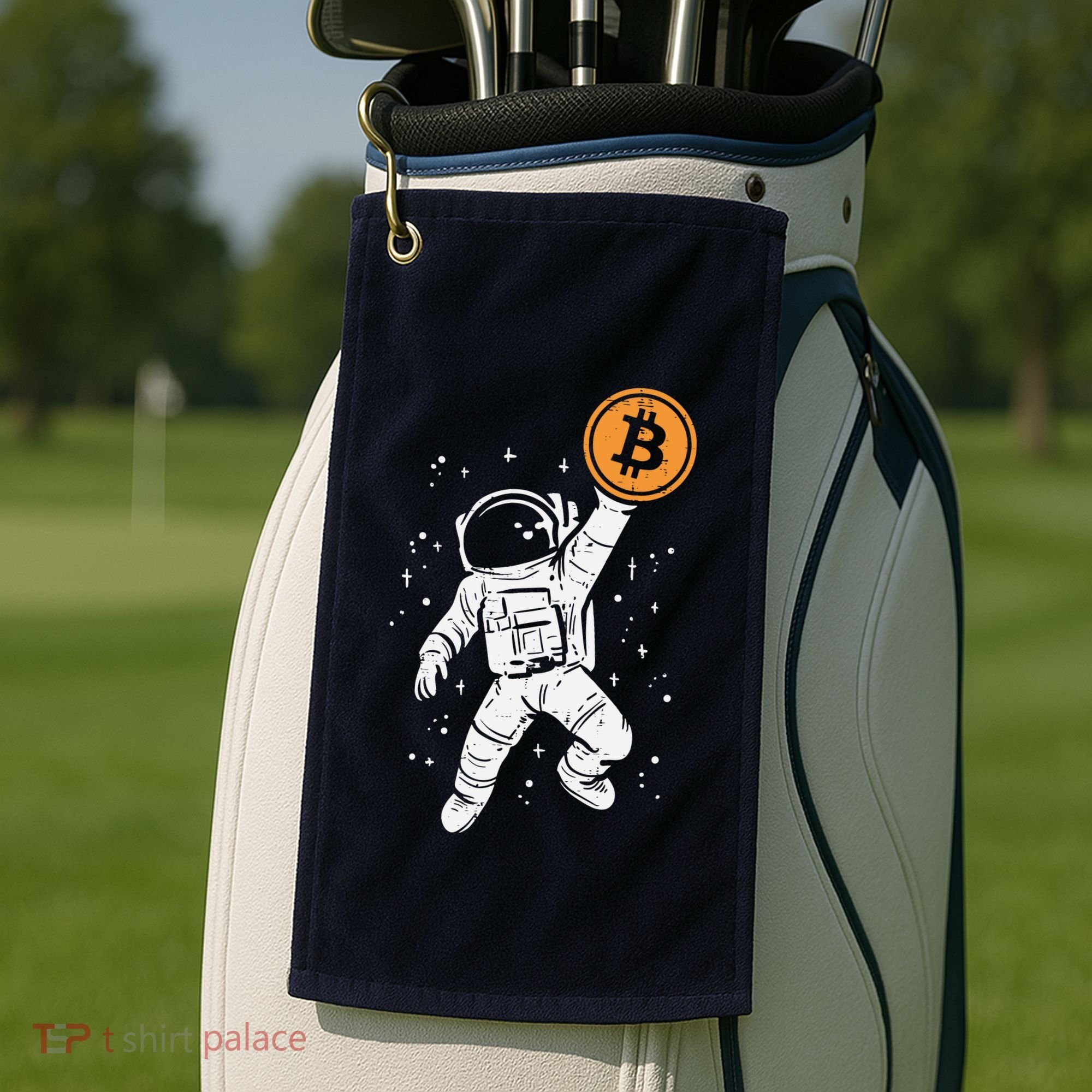 Astronaut Bitcoin Moon Funny Crypto Cryptocurrency Golf Towel