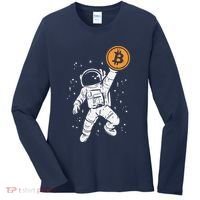 Astronaut Bitcoin Moon Funny Crypto Cryptocurrency Women's Long Sleeve Shirt thumb 0