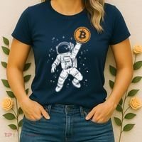 Astronaut Bitcoin Moon Funny Crypto Cryptocurrency Women's T-Shirt thumb 2
