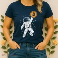 Astronaut Bitcoin Moon Funny Crypto Cryptocurrency Women's T-Shirt thumb 2