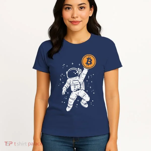 Astronaut Bitcoin Moon Funny Crypto Cryptocurrency Women's T-Shirt