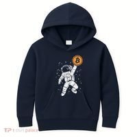 Astronaut Bitcoin Moon Funny Crypto Cryptocurrency Kids Hoodie thumb 0