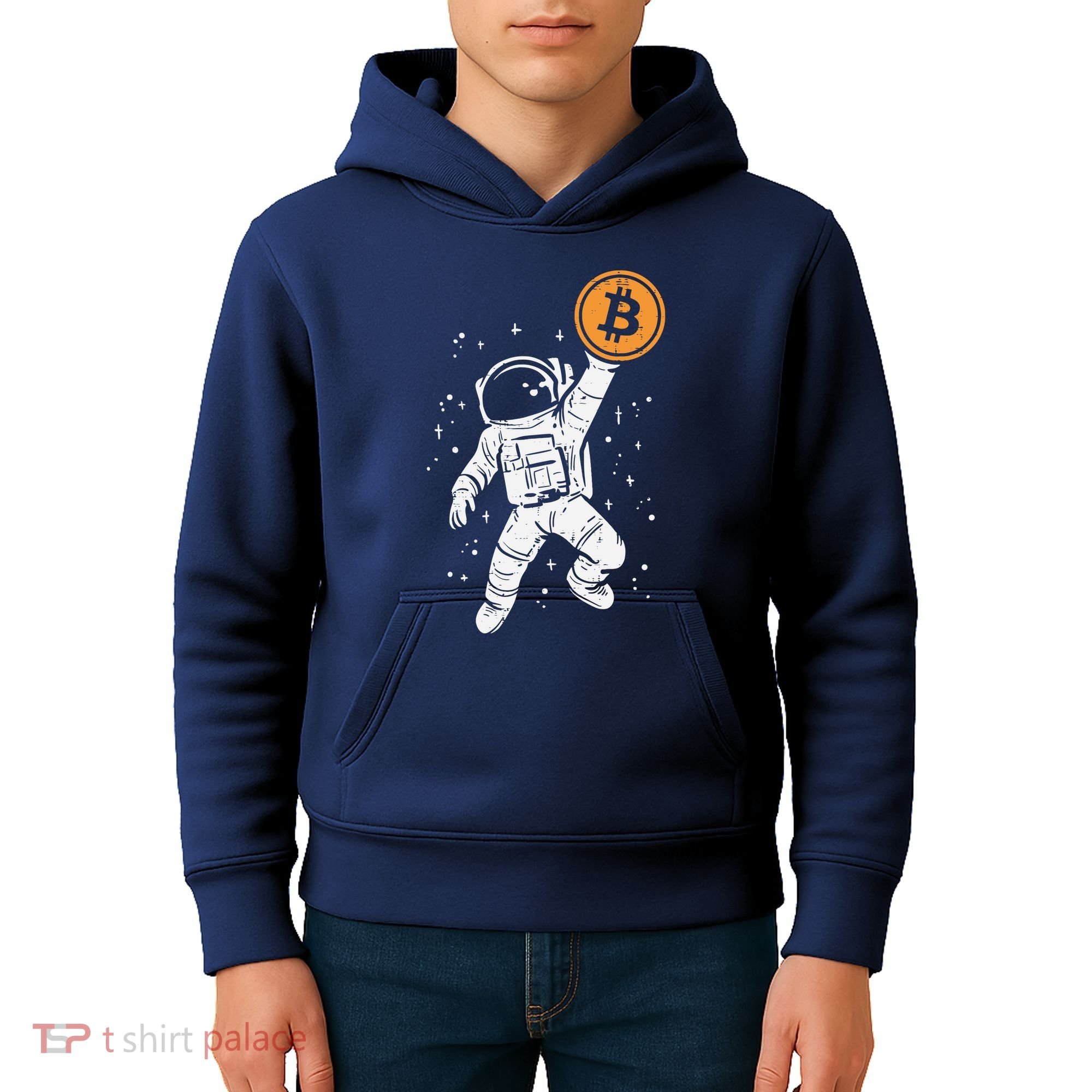 Astronaut Bitcoin Moon Funny Crypto Cryptocurrency Kids Hoodie