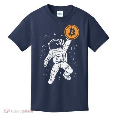 Astronaut Bitcoin Moon Funny Crypto Cryptocurrency Kids T-Shirt