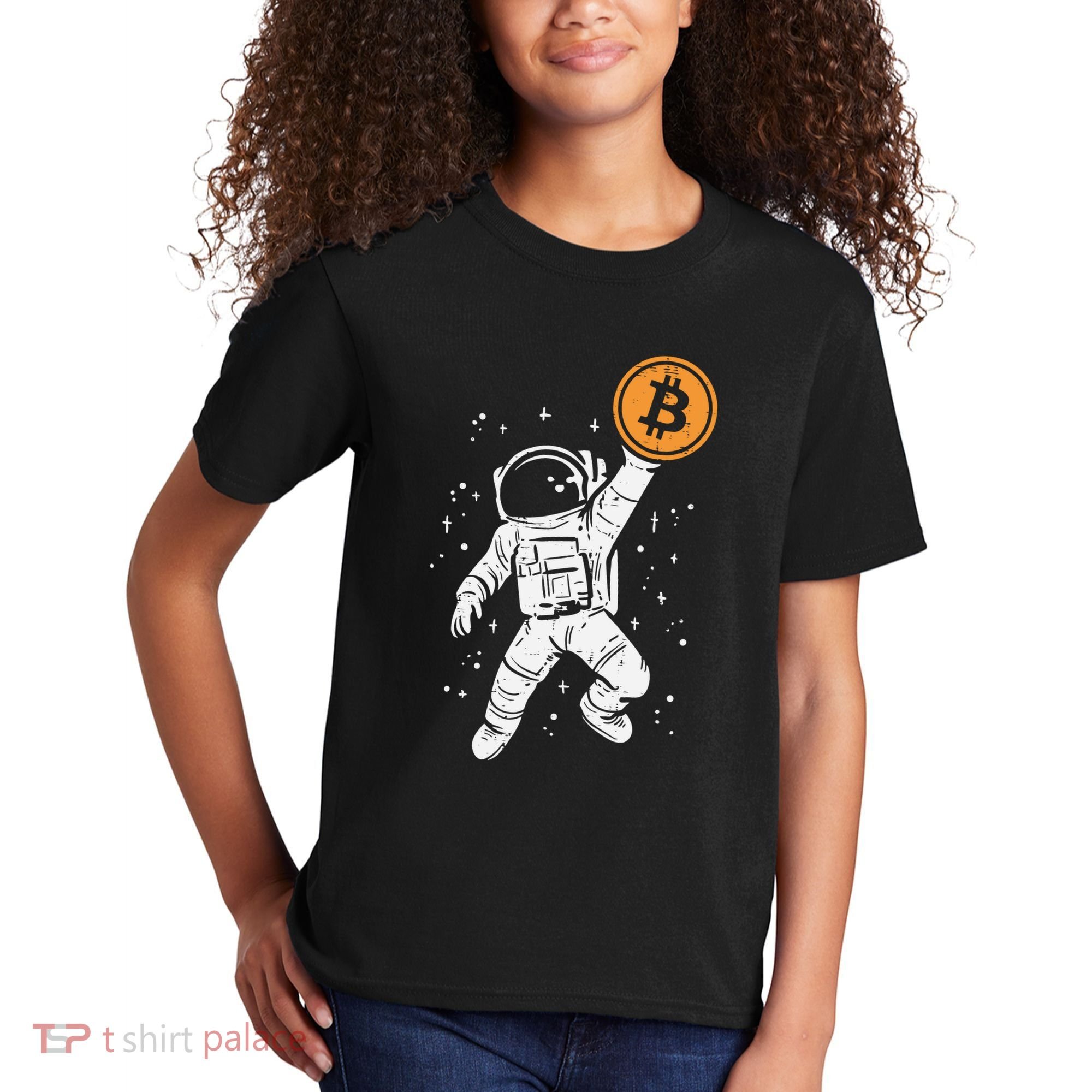 Astronaut Bitcoin Moon Funny Crypto Cryptocurrency Kids T-Shirt