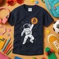 Astronaut Bitcoin Moon Funny Crypto Cryptocurrency Kids T-Shirt thumb 3