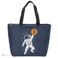 Astronaut Bitcoin Moon Funny Crypto Cryptocurrency Tote Bag thumb 0