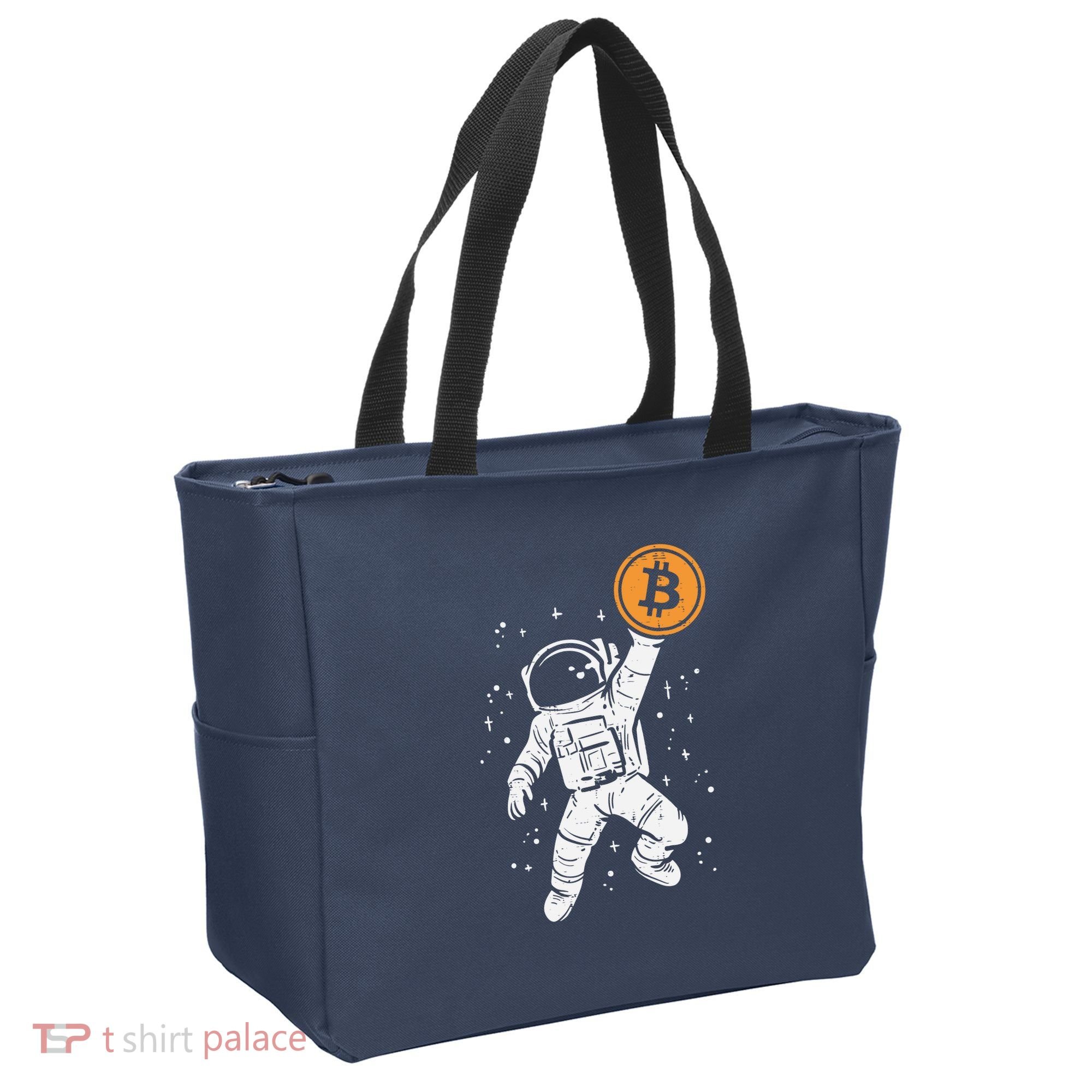Astronaut Bitcoin Moon Funny Crypto Cryptocurrency Tote Bag