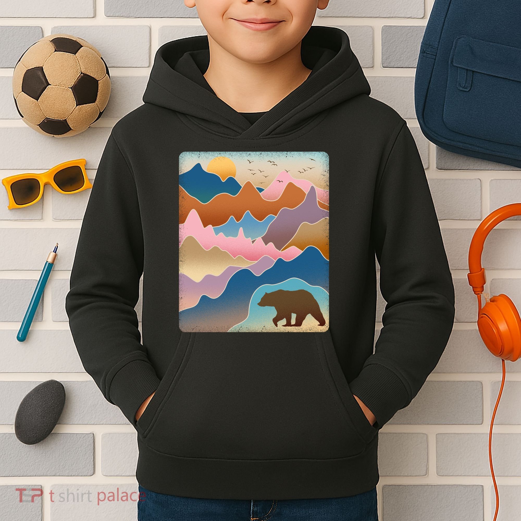Abstract Bear Mountain Wilderness Kids Hoodie
