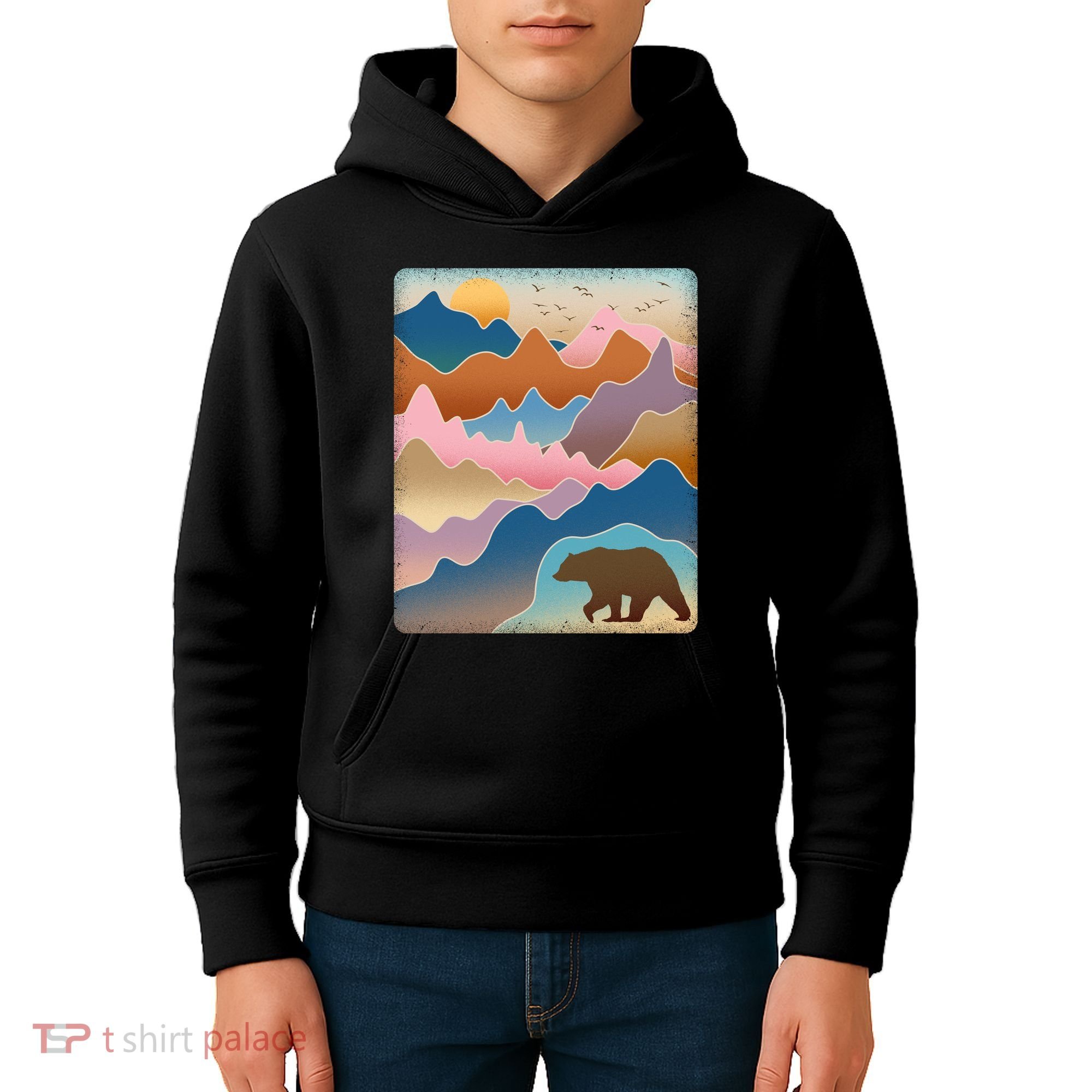 Abstract Bear Mountain Wilderness Kids Hoodie