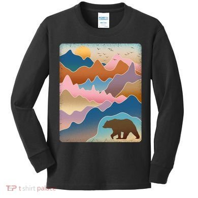 Abstract Bear Mountain Wilderness Kids Long Sleeve Shirt