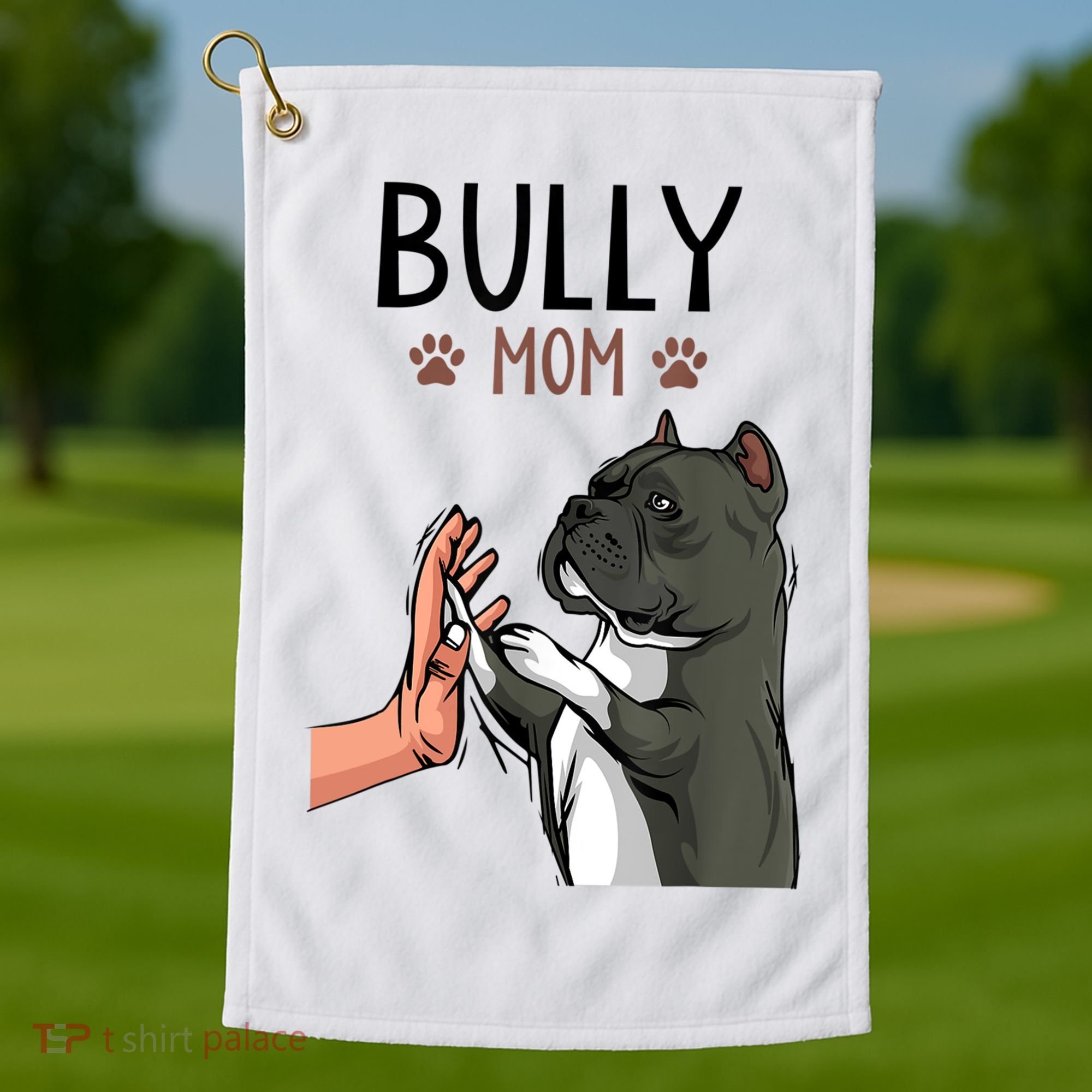 American Bully Mom Cute Dog Mama Funny Women TShirt Golf Towel