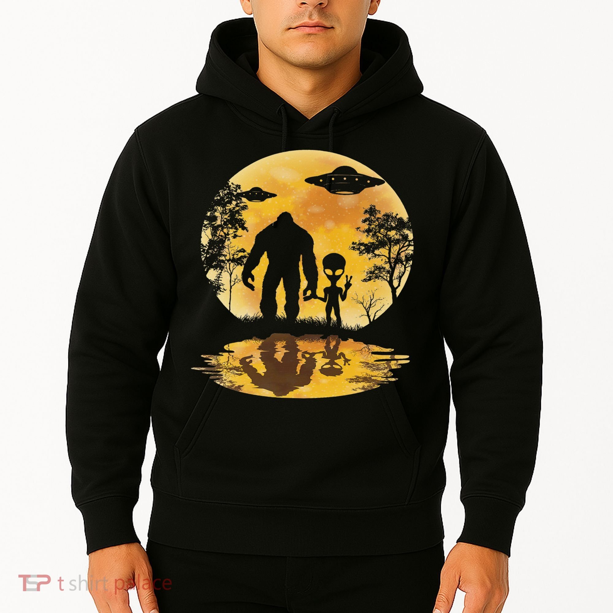 Alien Bigfoot Moon Sasquatch Ufo Extraterrestrial Women Hoodie