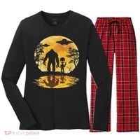 Alien Bigfoot Moon Sasquatch Ufo Extraterrestrial Women Women's Long Sleeve Flannel Pajama Set  thumb 0